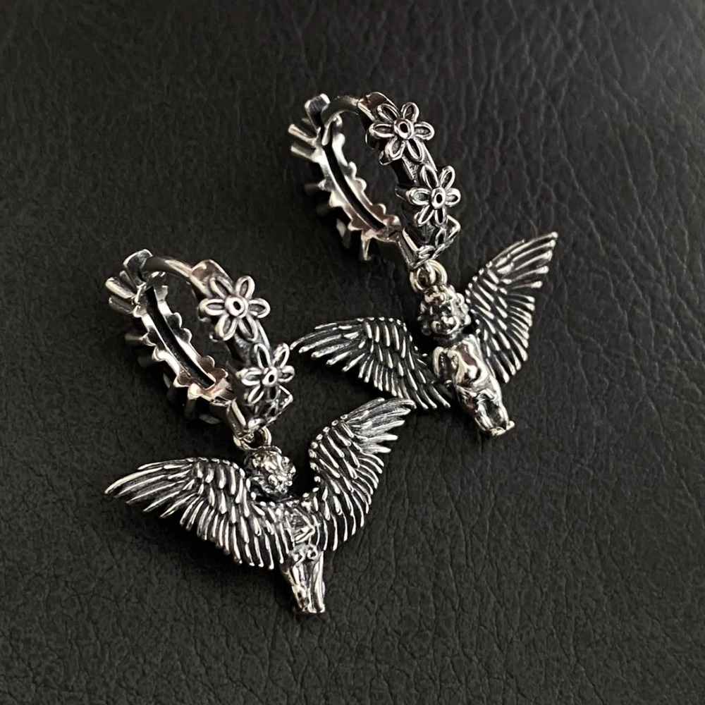 Silver Angel Wing Earrings